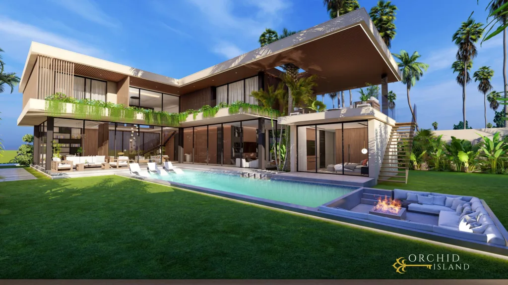 Villa contemporaine avec piscine à débordement au Carré du Golf Amelkis