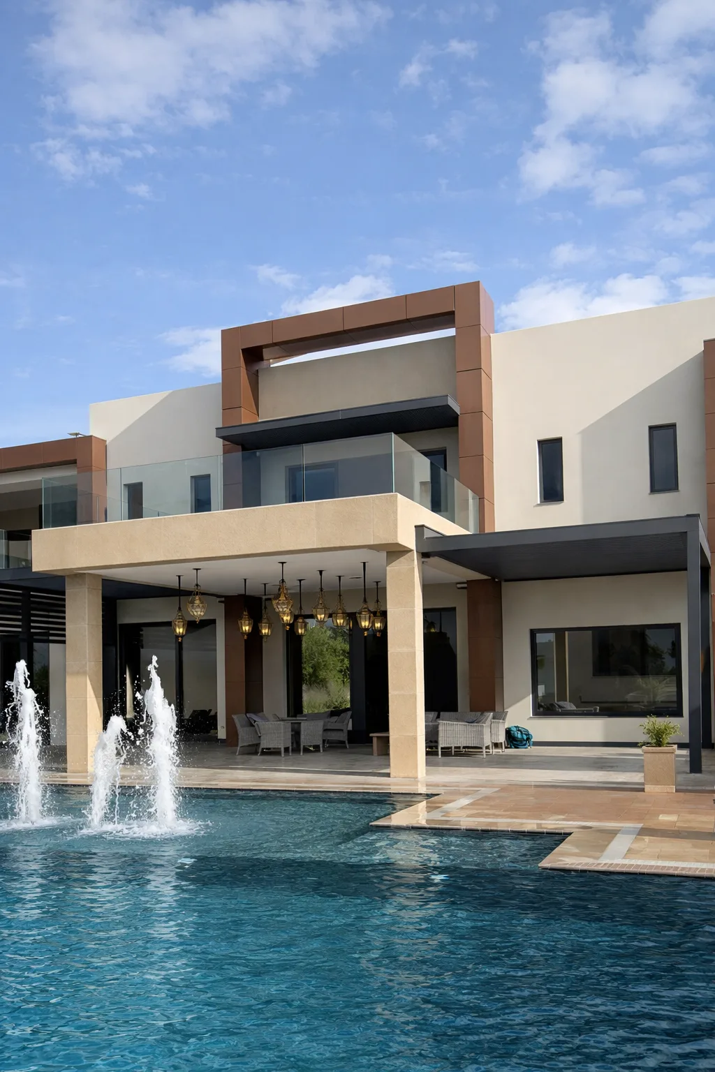 Contemporary private estate with infinity pool and landscaped gardens in Marrakech